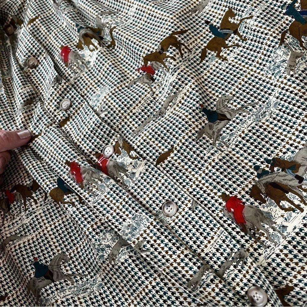 Rare vintage equestrian hunting dog button front houndstooth skirt *iamwarrior - Picture 11 of 13